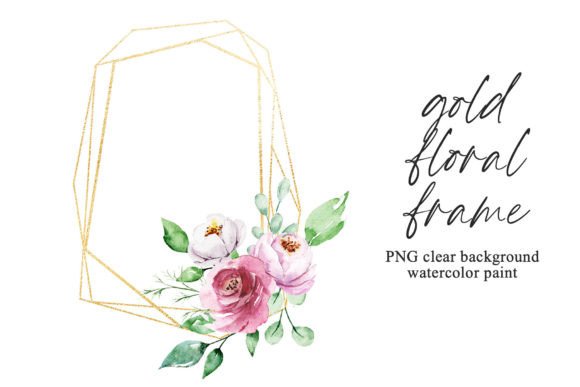 Download Floral Gold Geometric Frame with Flowers - Gold Collection