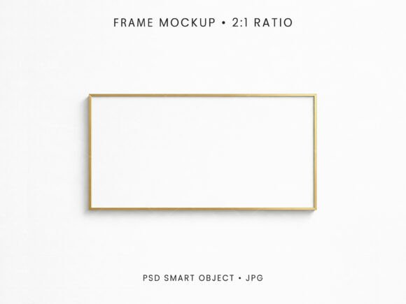 Download 2:1 Thin Gold Frame Mockup PSD JPG - Gold Collection