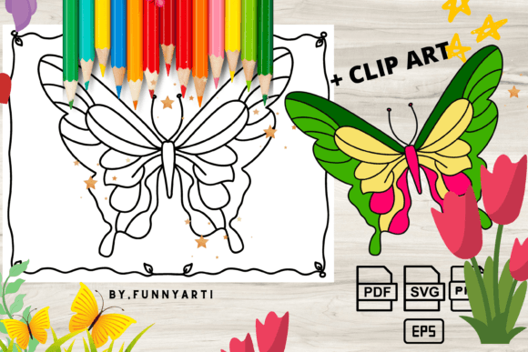 Download Butterfly Coloring Page + Clipart - Premium Resources