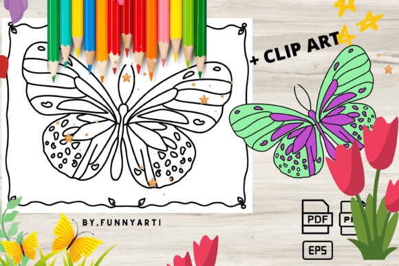 Download Butterfly Coloring Page + Clipart - Premium Resources