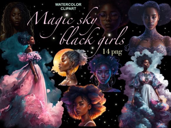 Download Black Girl Magic Clipart, Night Sky Art - Premium Resources