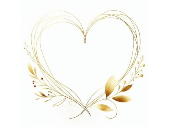 Download A Minimalist Gold Heart Frame with Thin, - Gold Collection