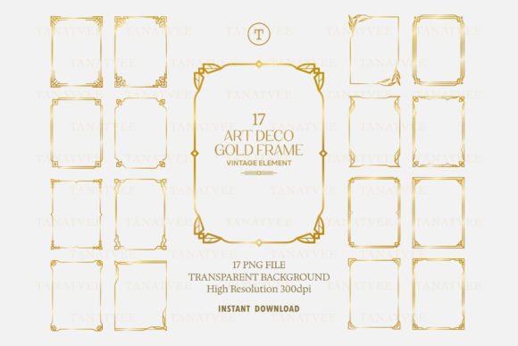 Download 17 Gold Art Deco Frame Clipart Volume 1 - Gold Collection