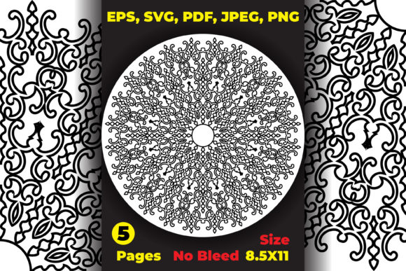 Download 5 Mandala Coloring Pages Art for Adults - Premium Bundle