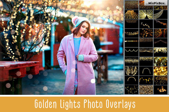 Download 100 Golden Lights Photo Overlays - Gold Collection