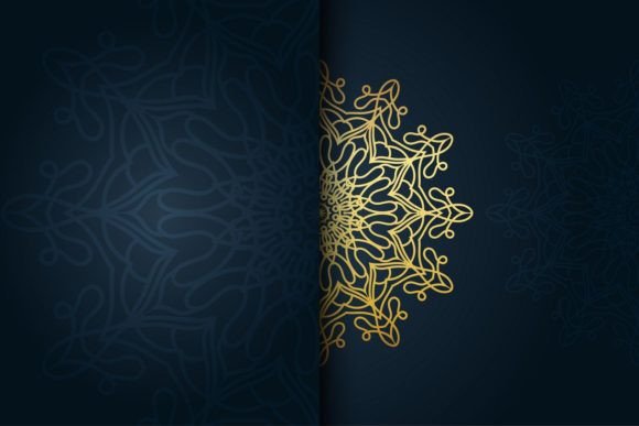 Download Blue and Gold Backdrop Adorned Mandala - Gold Collection