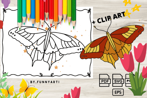 Download Butterfly Coloring Page + Clipart - Premium Resources