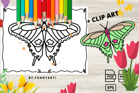 Download Butterfly Coloring Page + Clipart - Premium Resources